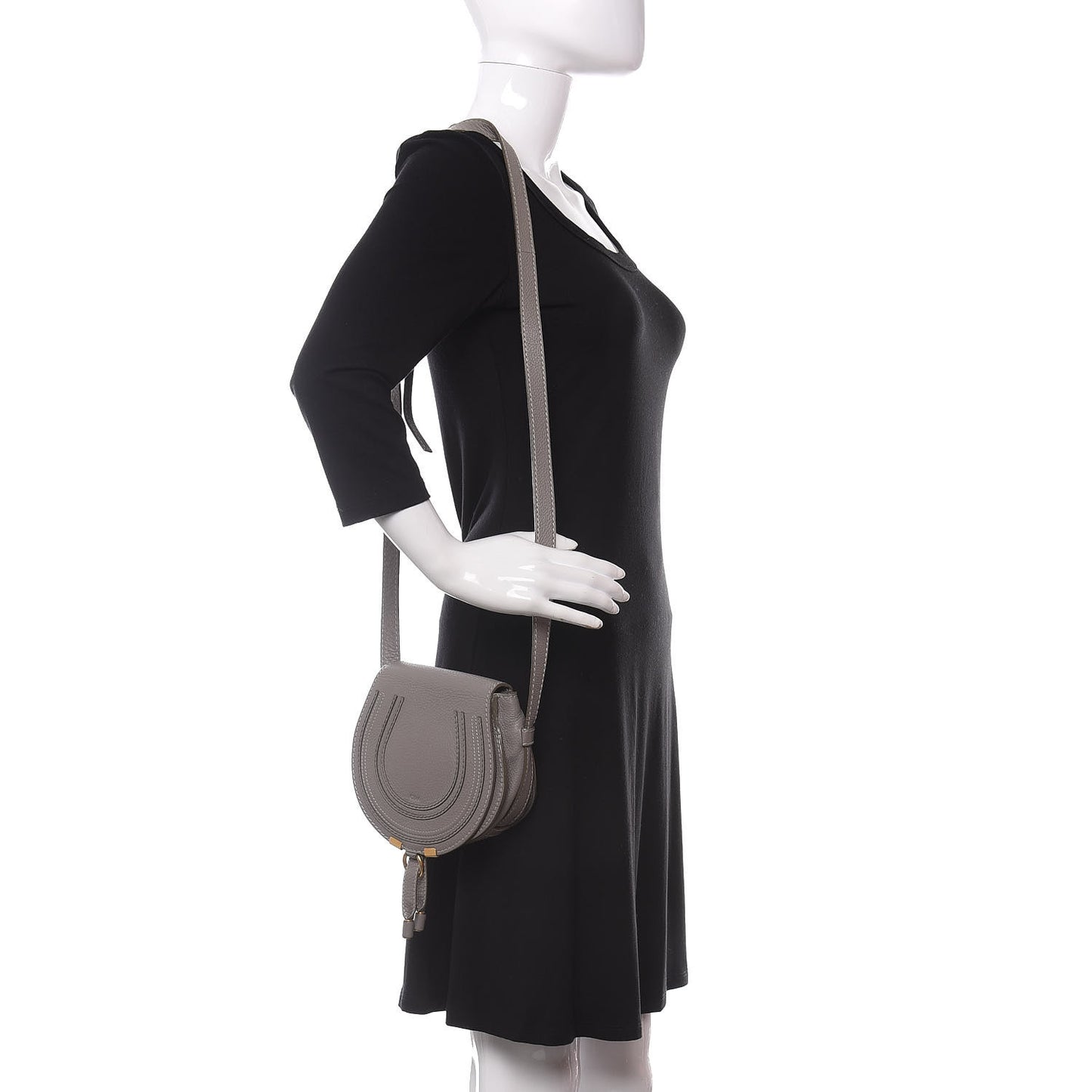 Calfskin Mini Marcie Round Crossbody Bag Cashmere Grey