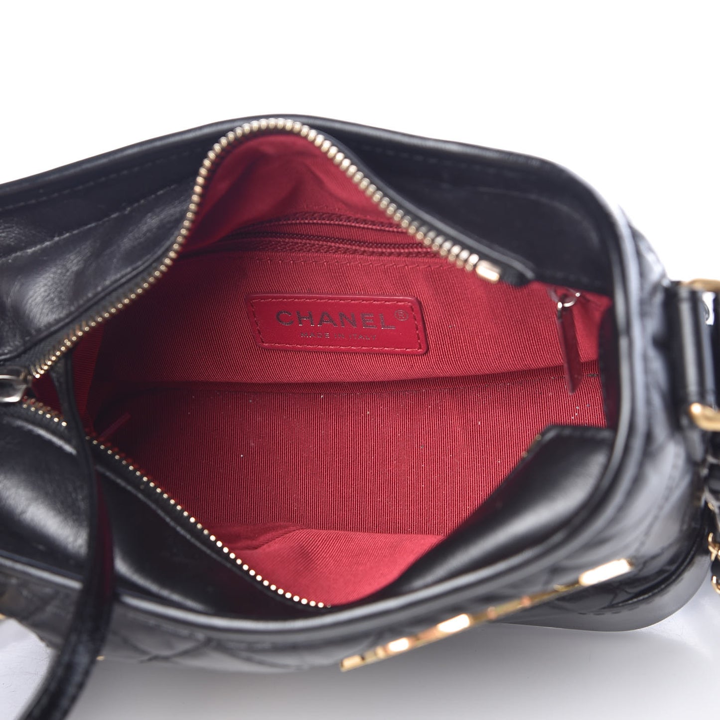 Aged Calfskin Quilted Charms Small Gabrielle Hobo Black