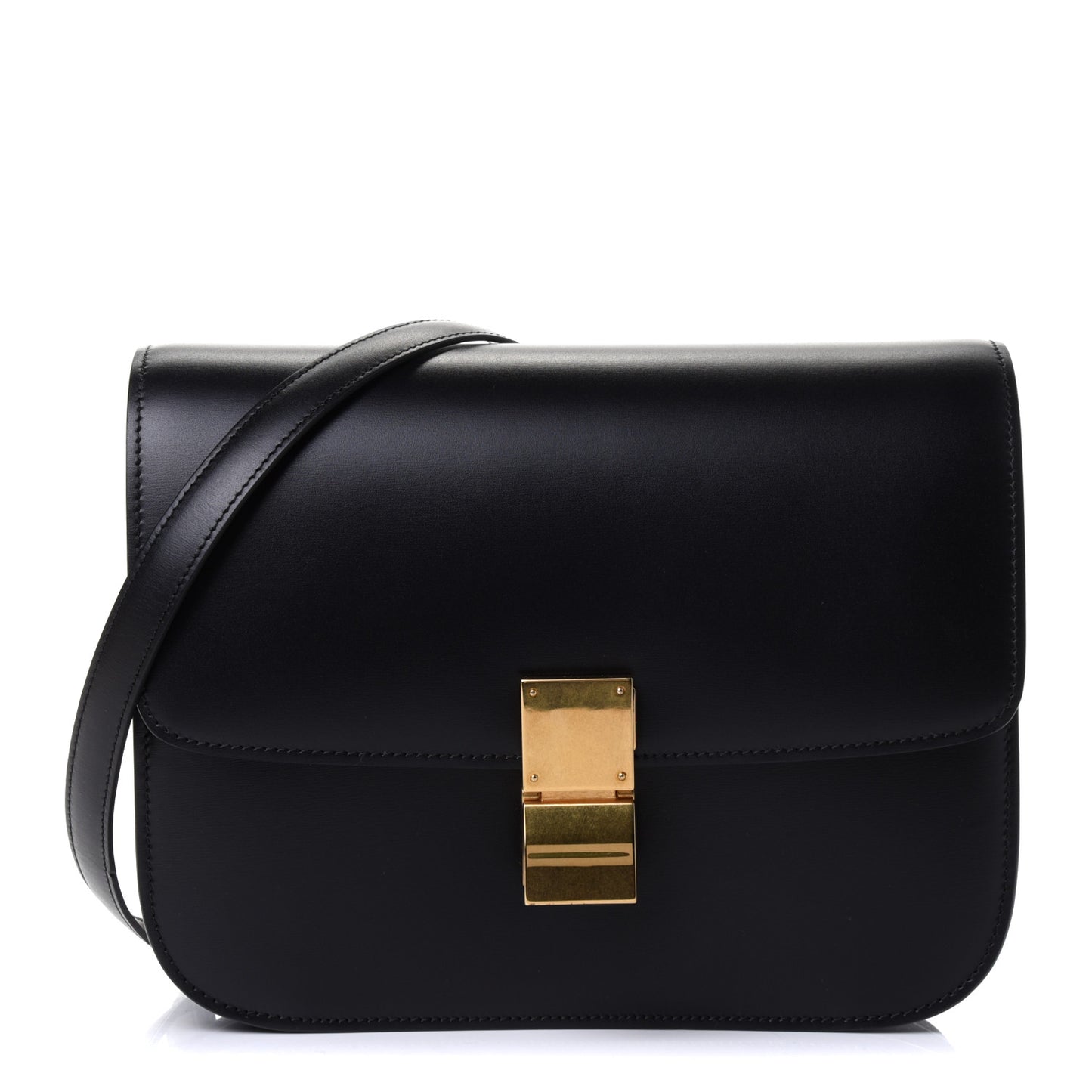 Box Calfskin Medium Classic Box Flap Bag Black