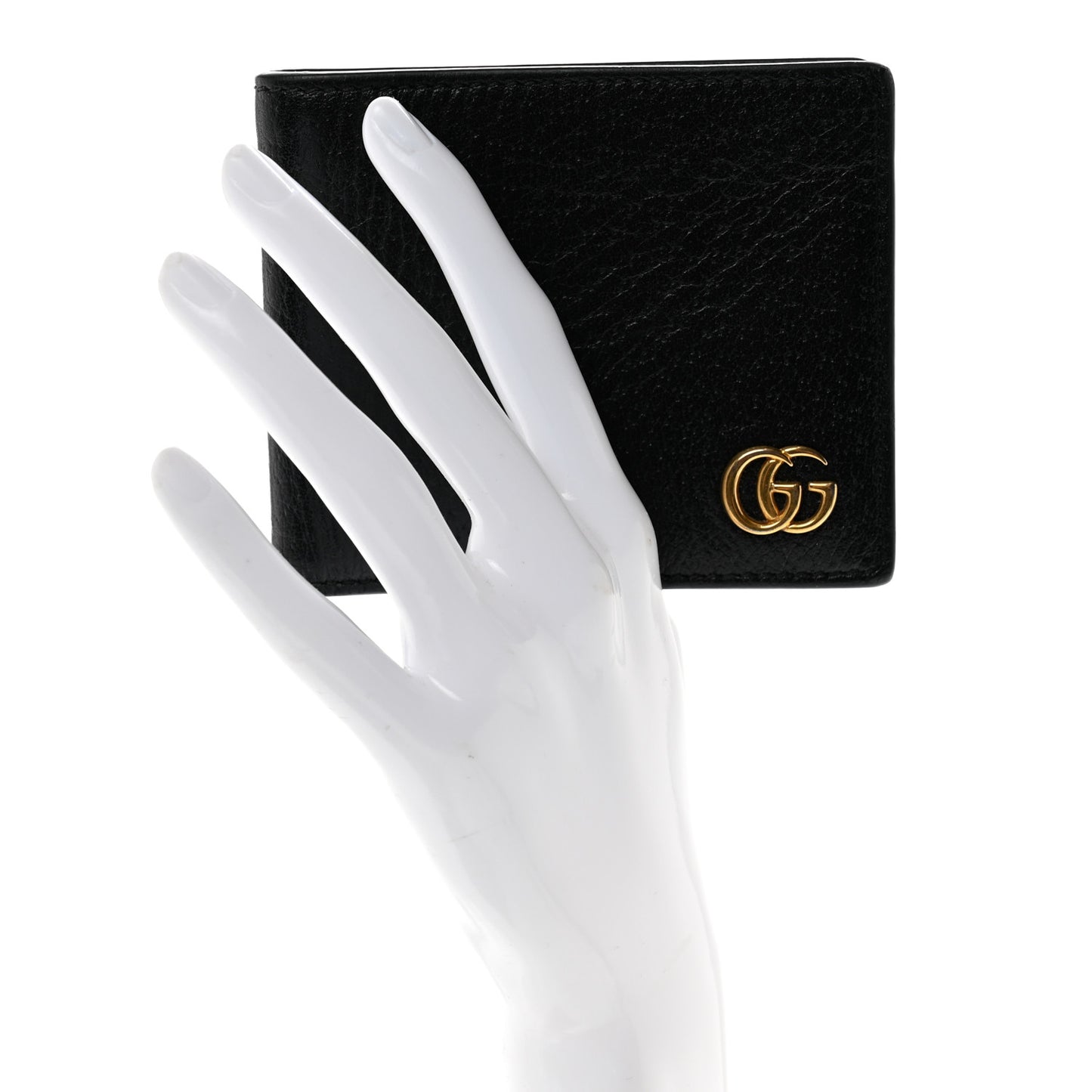 Calfskin Boar Effect GG Marmont Bi-Fold Wallet Black