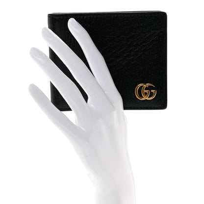 Gucci Calfskin Boar Effect GG Marmont Bi-Fold Wallet Black 2 of 7