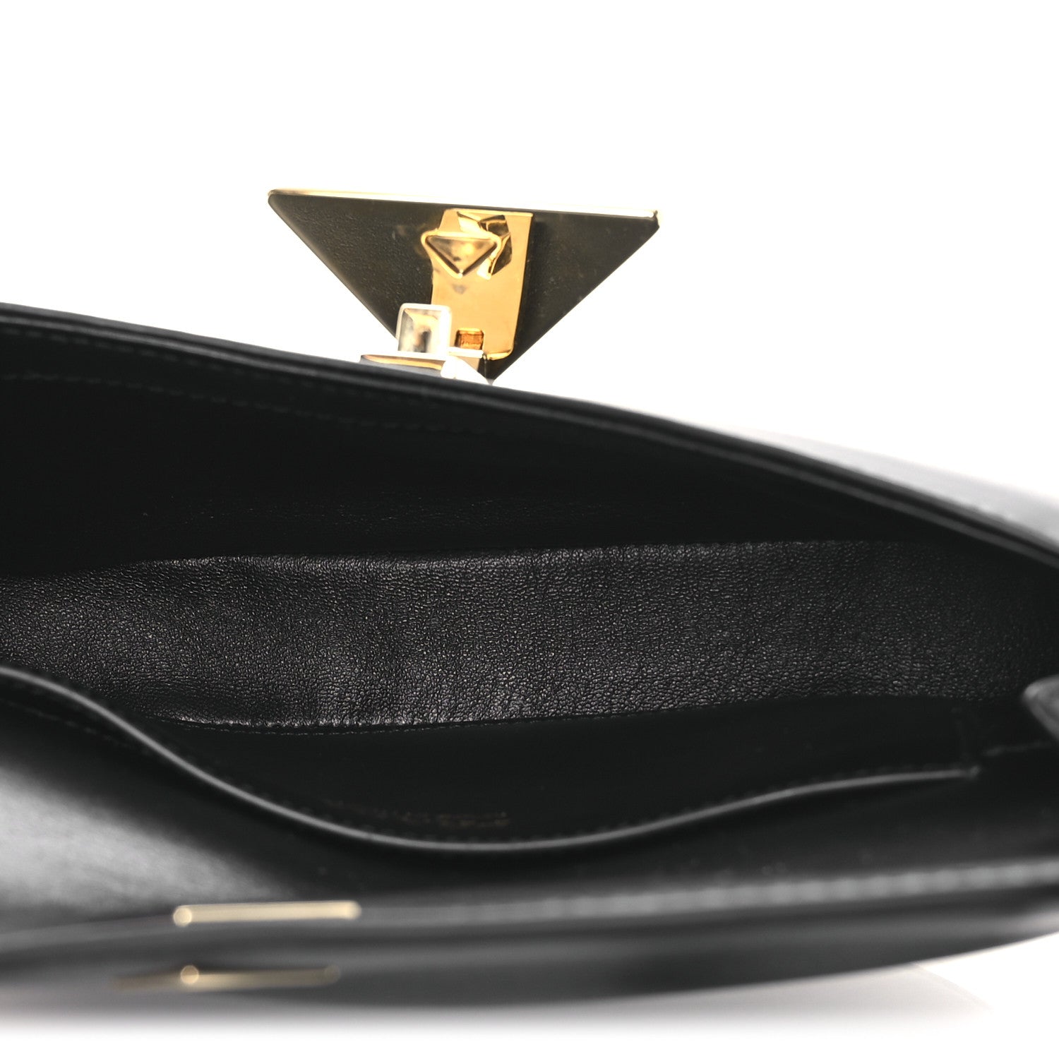 Prada Soft Calfskin Metal Triangle Logo Flap Shoulder Bag Black 5 of 12
