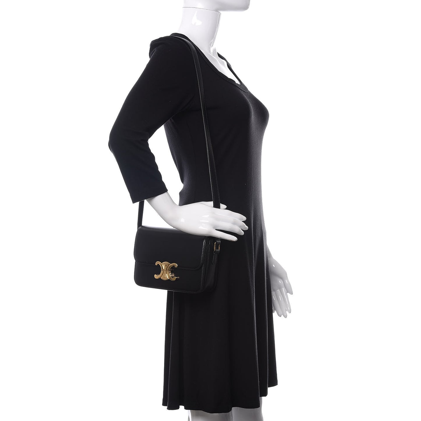 Shiny Calfskin Small Triomphe Black
