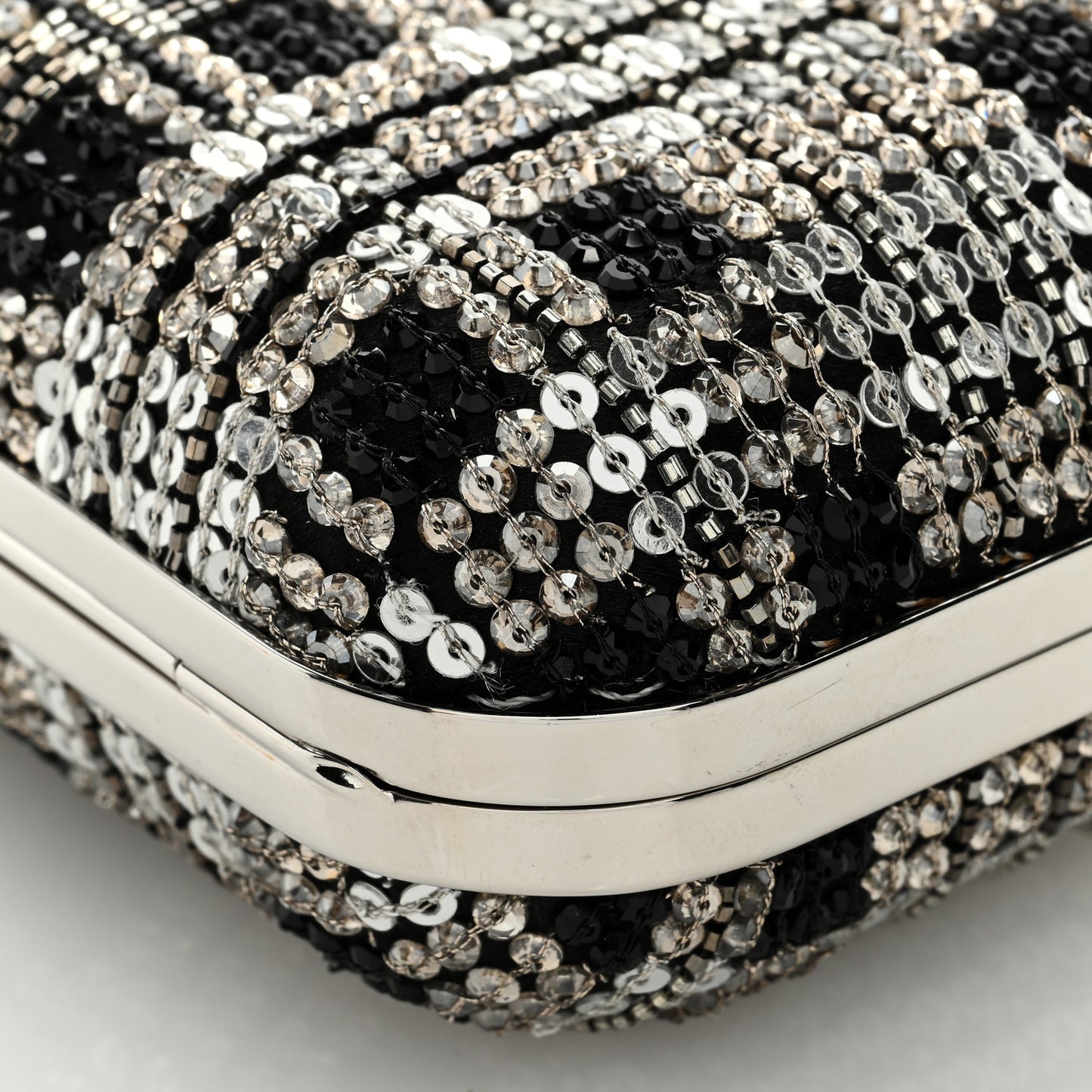 Sequins Micro Cloud Clutch Black Silver