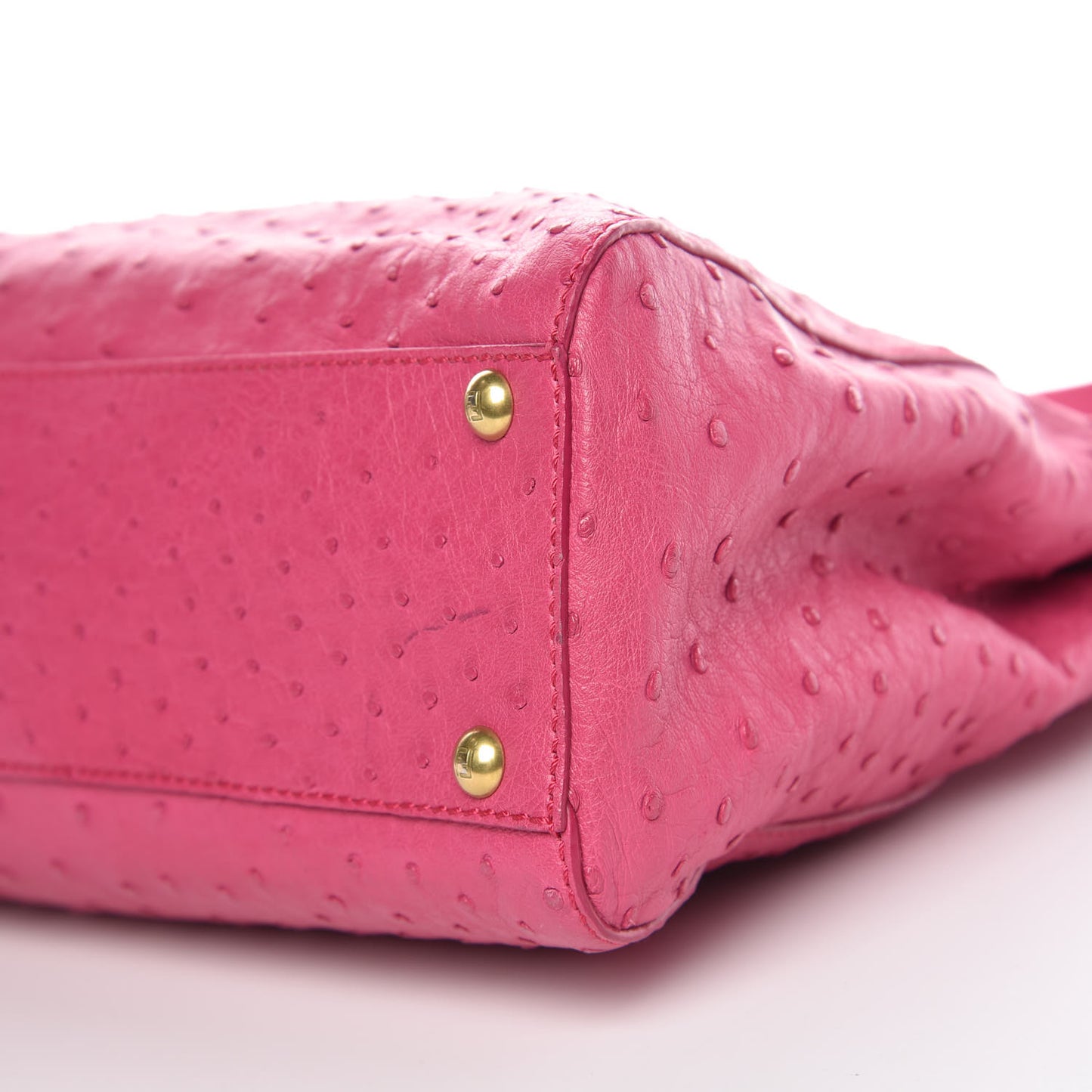 Ostrich Medium Peekaboo Iconic Satchel Fuchsia
