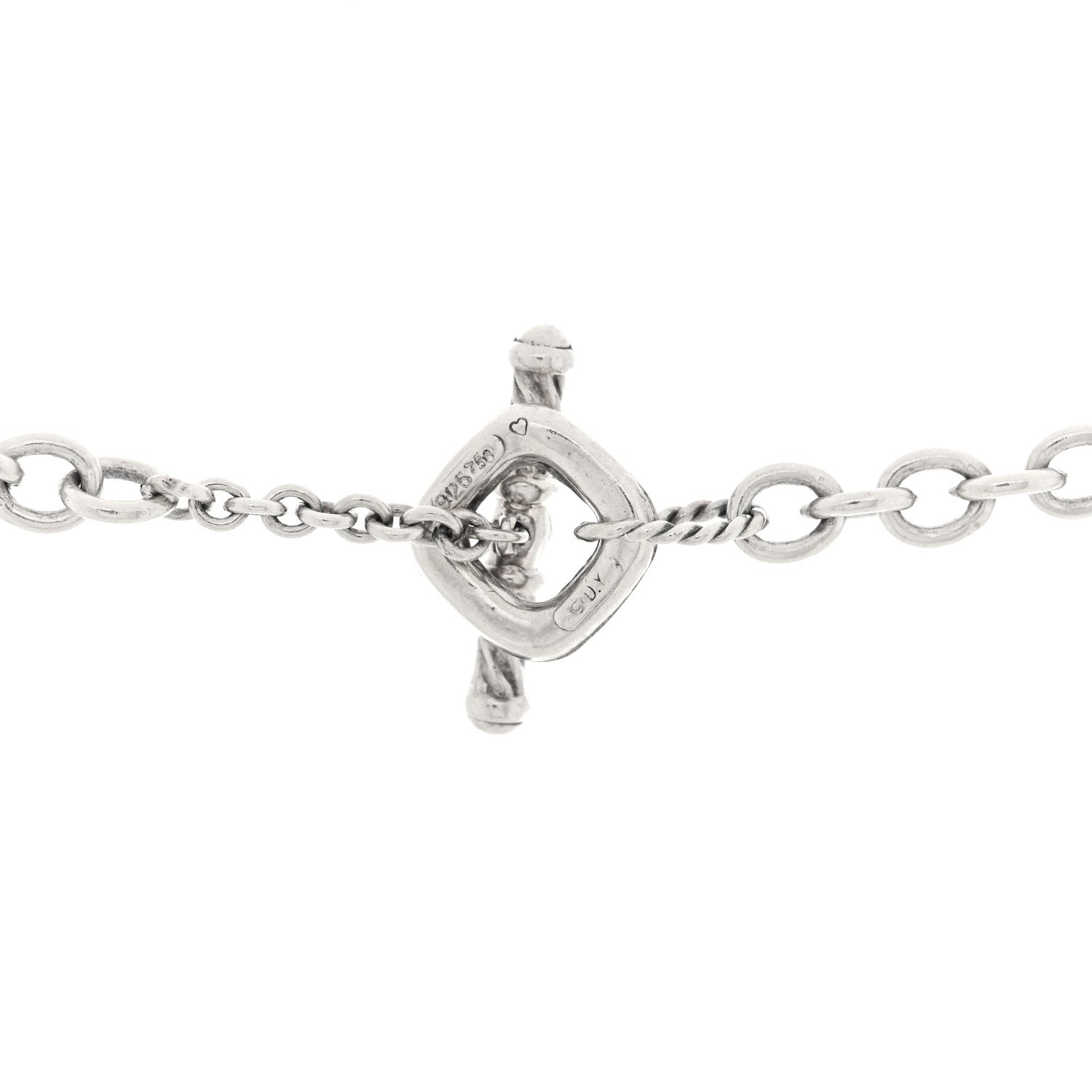 David Yurman Sterling Silver 18K Yellow Gold Smoky Quartz Figaro Station Link Necklace 4 of 4