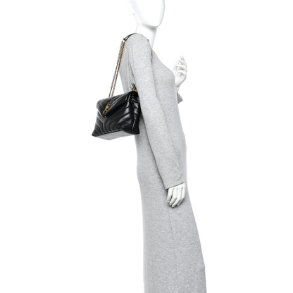Saint Laurent Calfskin Y Quilted Monogram Small Loulou Chain Satchel Black 2 of 10