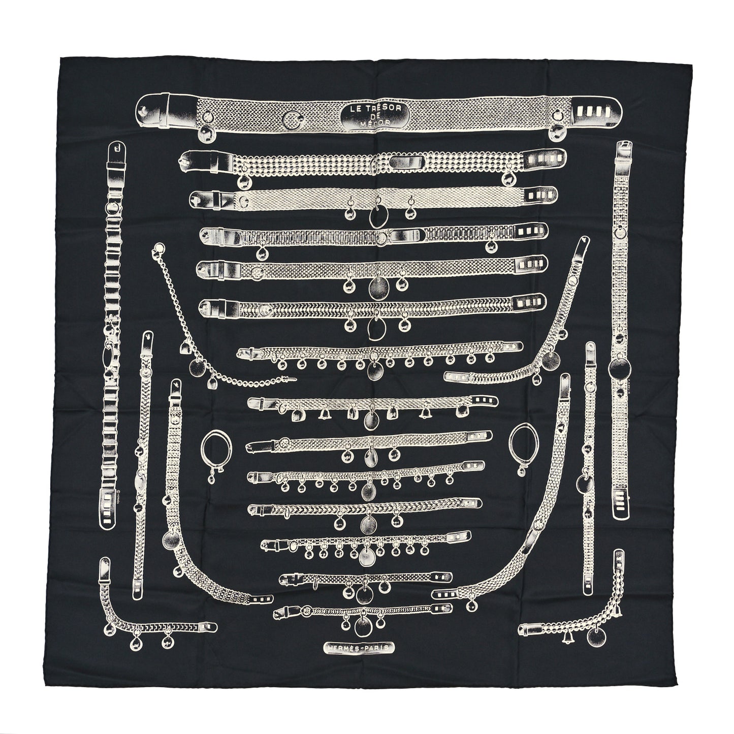 Silk Le Tresor De Medor Scarf 90 Black Creme