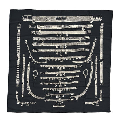 Hermes Silk Le Tresor De Medor Scarf 90 Black Creme 1 of 3