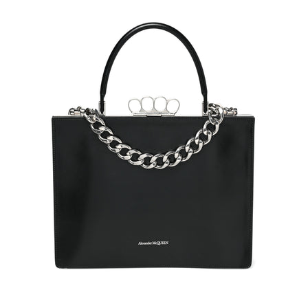 Alexander McQueen Calfskin Four Ring Shoulder Bag Black 1 of 8