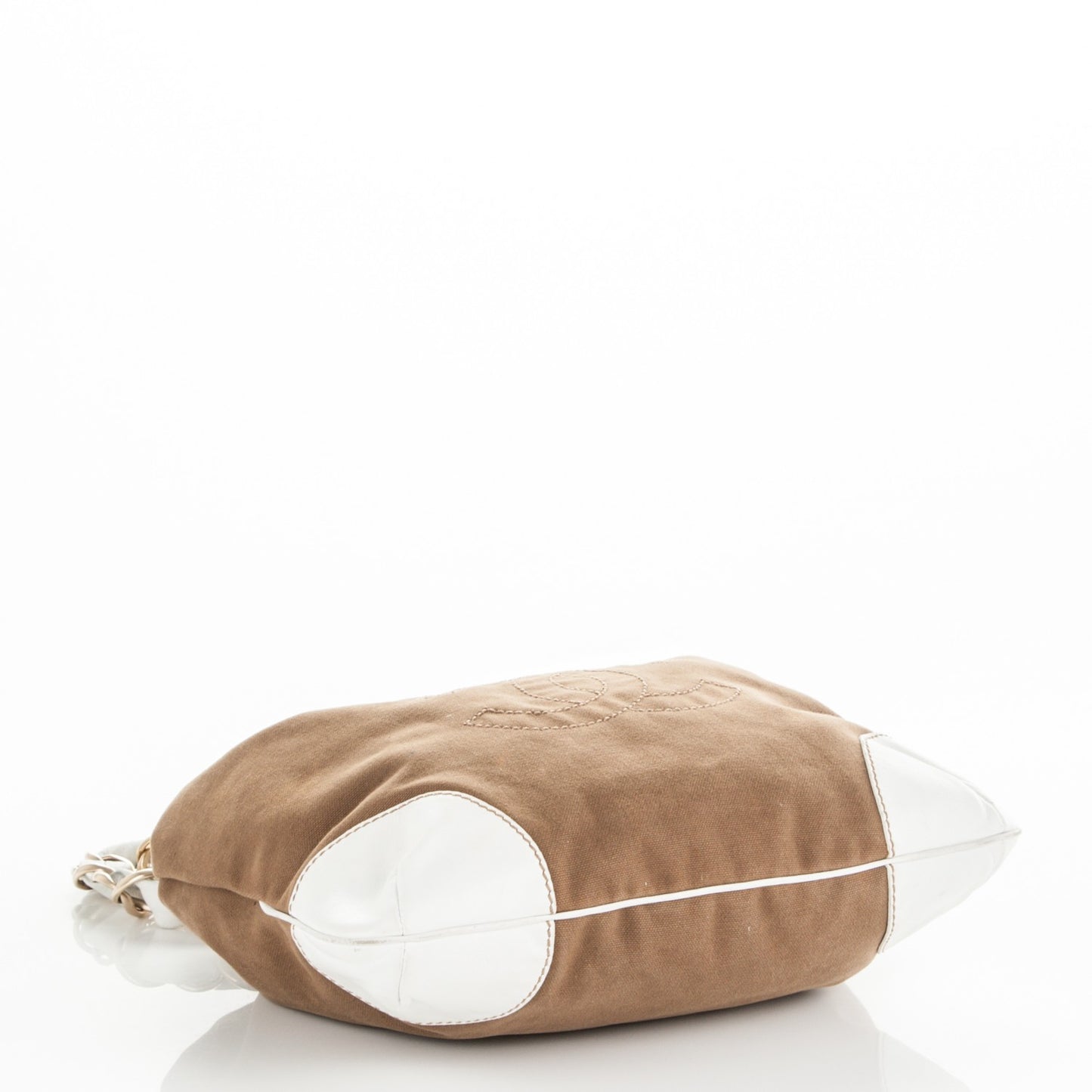 Canvas Calfskin CC Tote Brown White