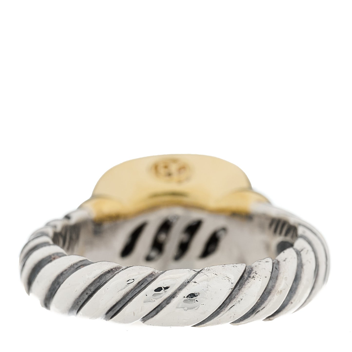 Sterling Silver 14K Yellow Gold Diamond 10mm Noblesse Ring 51 5.75