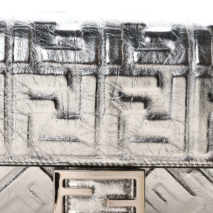 Fendi Vitello Catalan Mirror FF 1974 Embossed Baguette Argento 7 of 9
