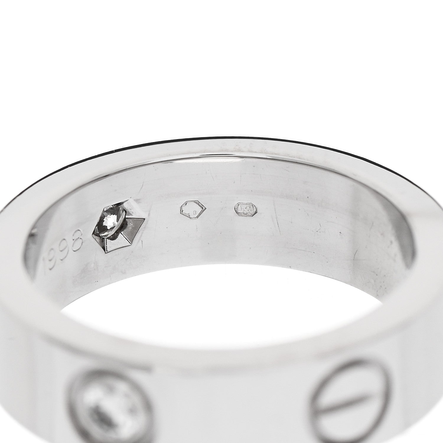 Cartier 18K White Gold 3 Diamond 5.5mm LOVE Ring 49 5 6 of 7