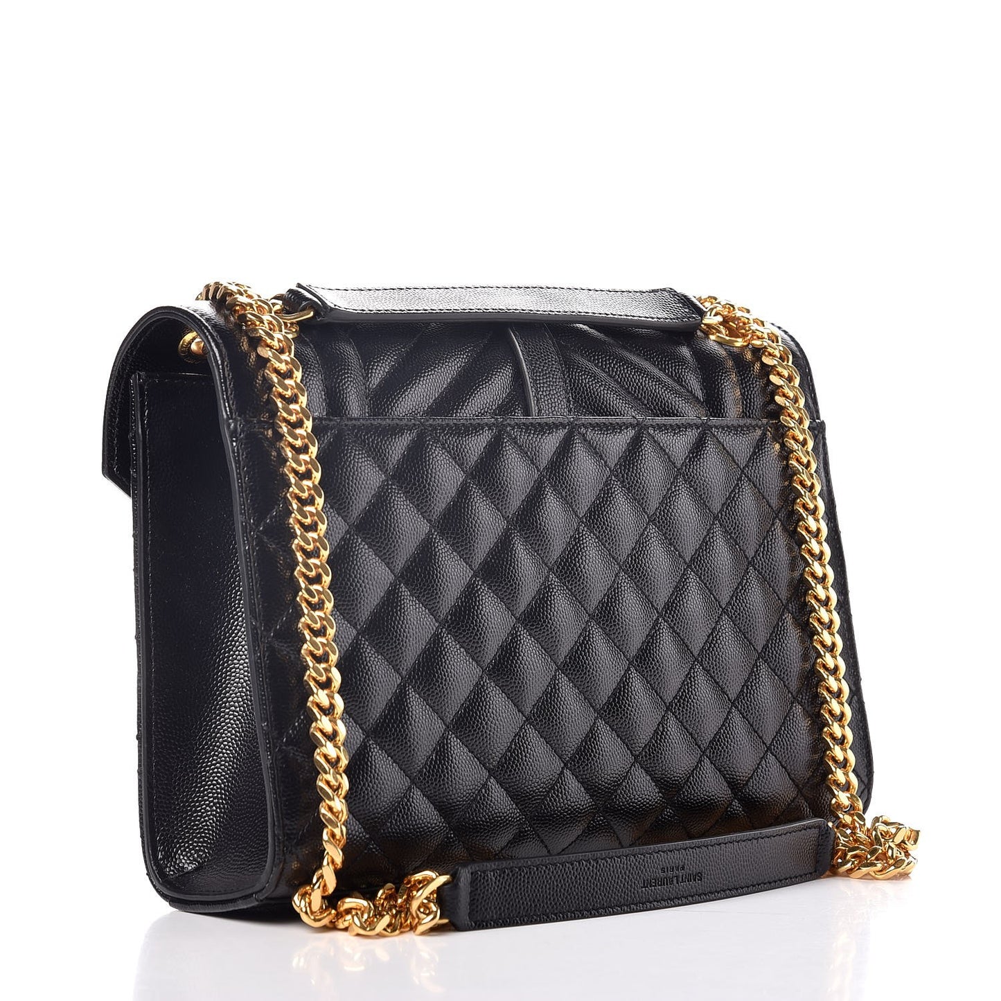 Grain De Poudre Textured Mixed Matelasse Triquilt Medium Monogram Satchel Black