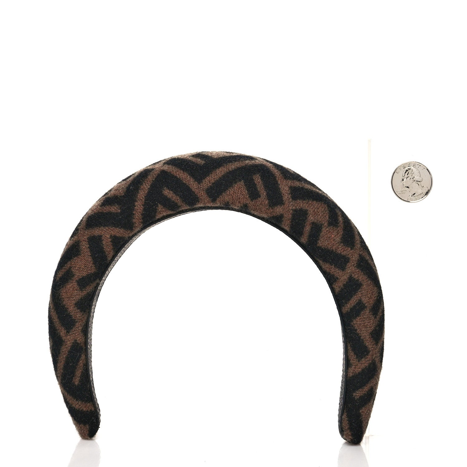 Fendi Wool Cashmere FF Logo Headband Tobacco 2 of 6