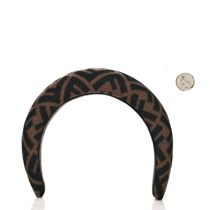 Fendi Wool Cashmere FF Logo Headband Tobacco 2 of 6