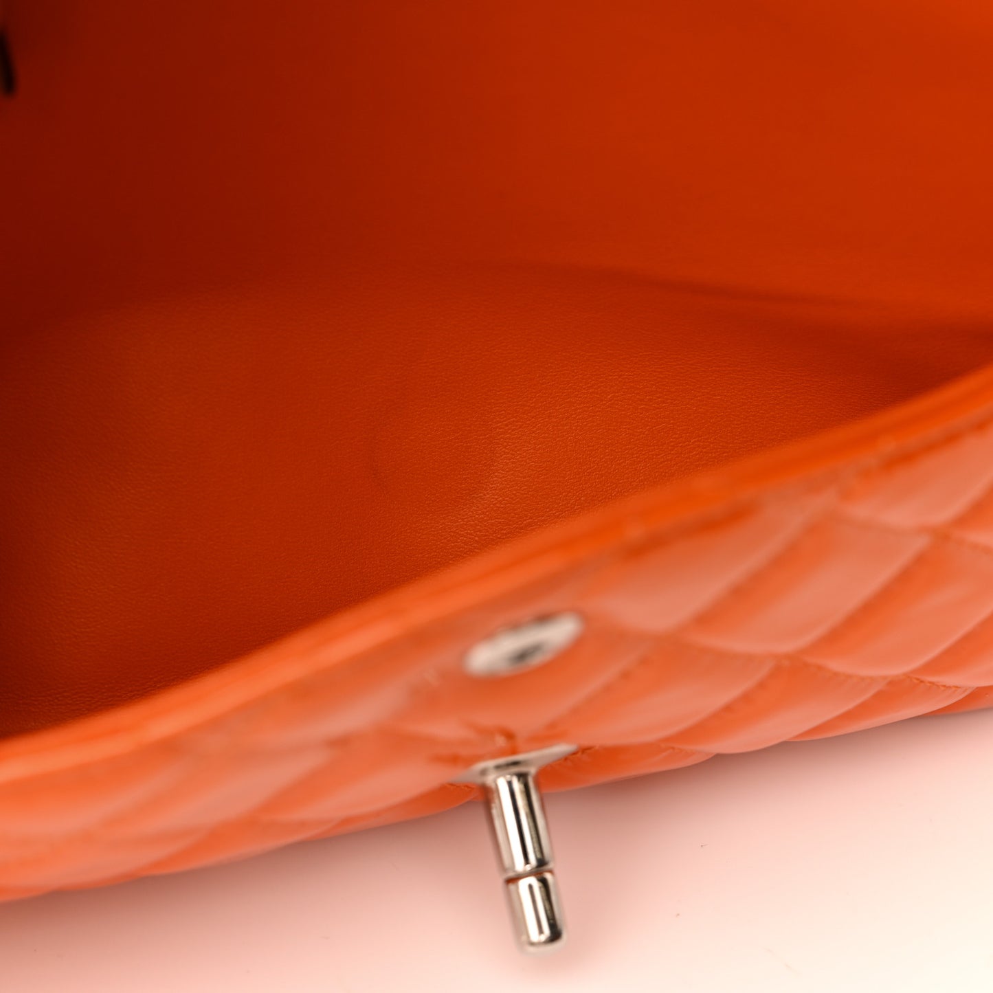 Patent Quilted Medium Double Flap Orange