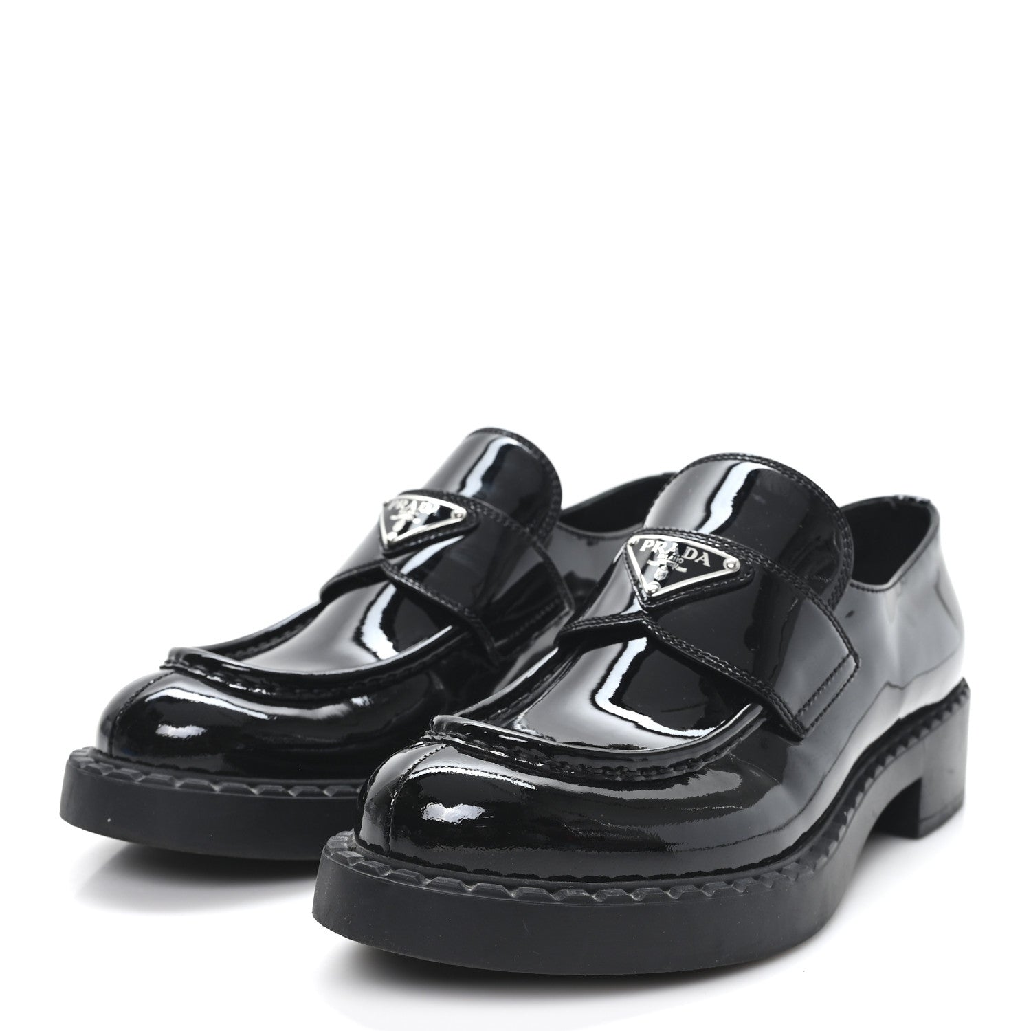 Prada Vernice Triangle 50mm Loafers 39.5 Black 4 of 10