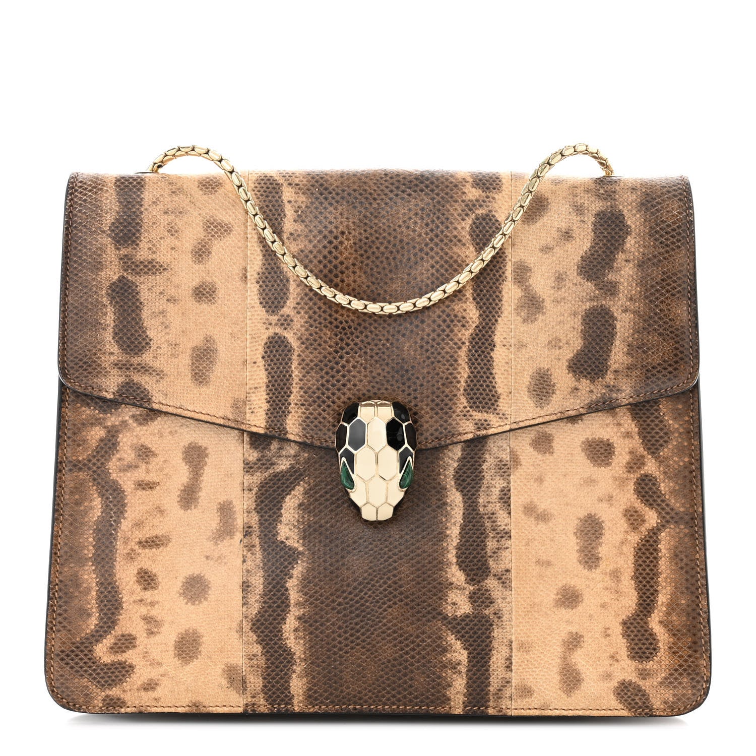 Bulgari Karung Serpenti Forever Medium Shoulder Bag Beige Brown 1 of 12