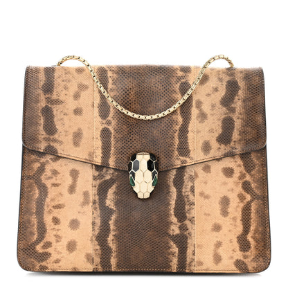 Bulgari Karung Serpenti Forever Medium Shoulder Bag Beige Brown 1 of 12