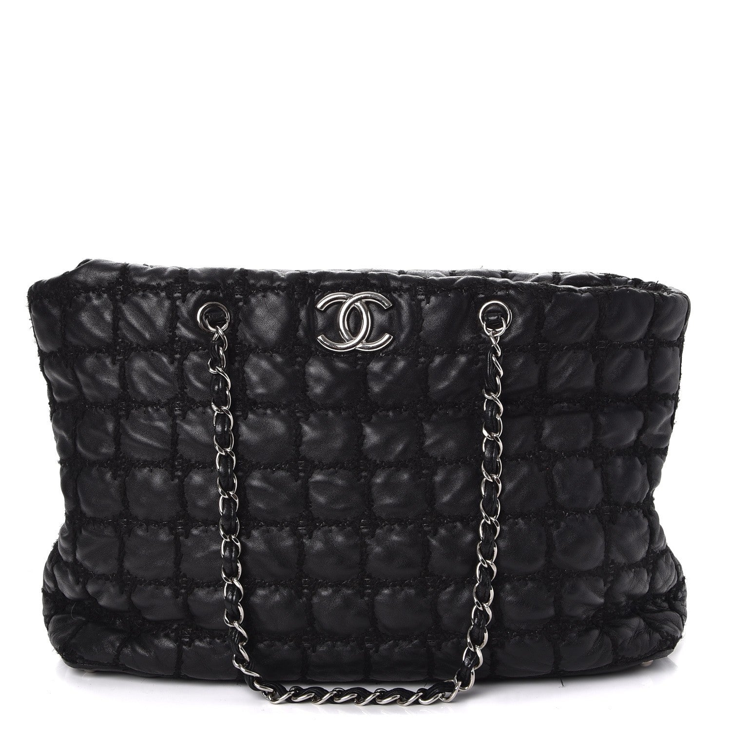 Chanel Lambskin Tweed Double Stitch Tote Black 1 of 7