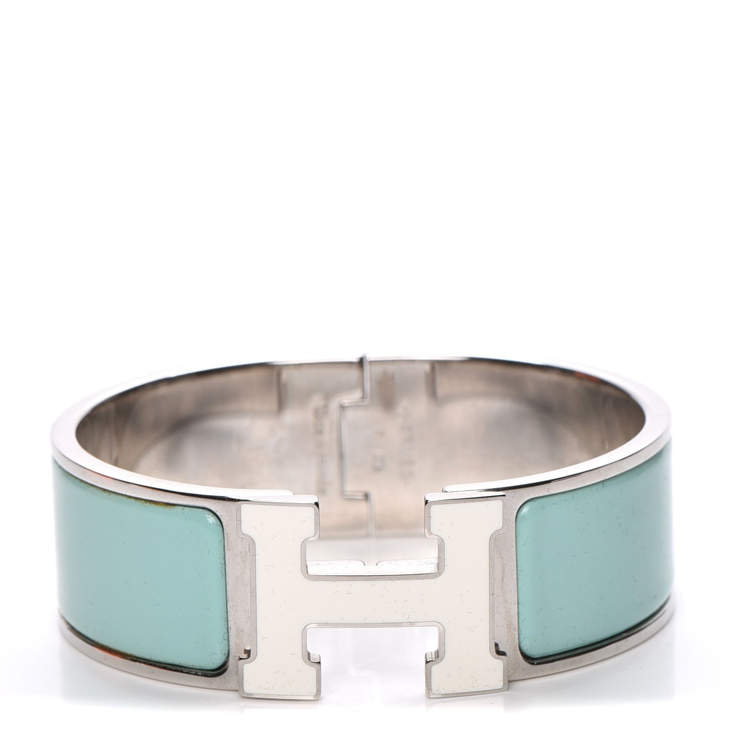 Enamel Wide Clic Clac H Bracelet PM Lagon White