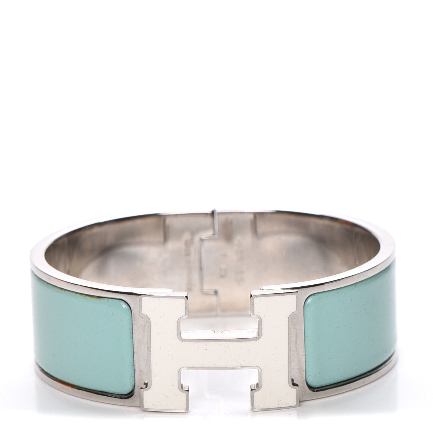 Hermes Enamel Wide Clic Clac H Bracelet PM Lagon White 1 of 5