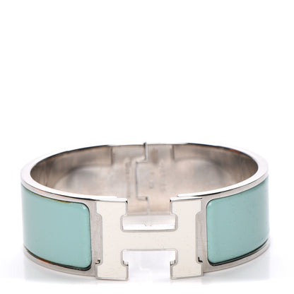 Hermes Enamel Wide Clic Clac H Bracelet PM Lagon White 1 of 5