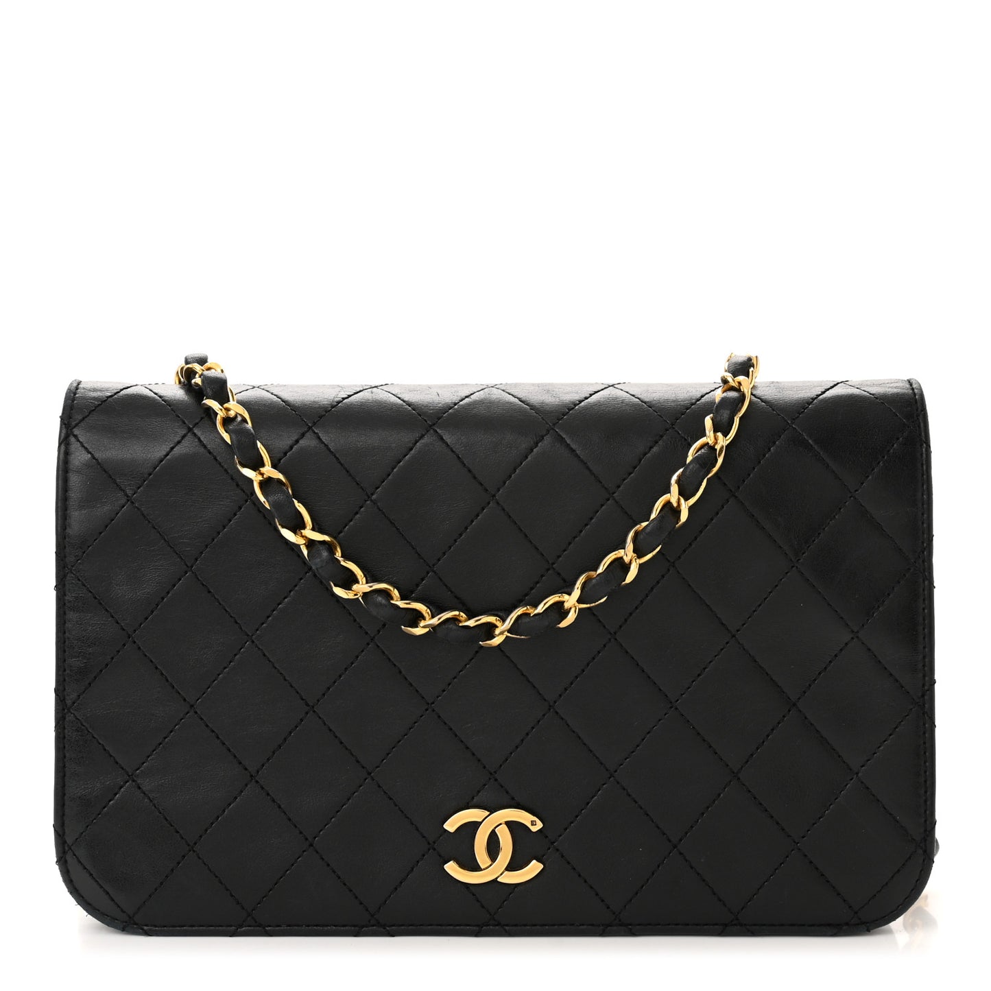 Lambskin Quilted Small Single Flap Black