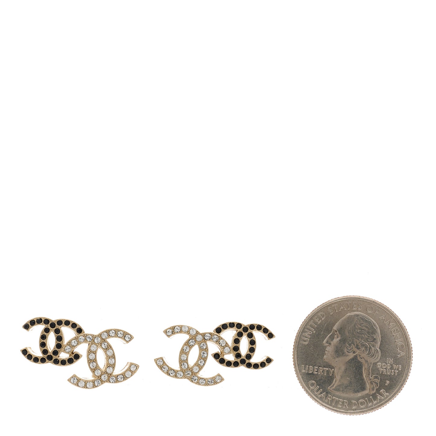 Crystal Double CC Earrings Gold Black