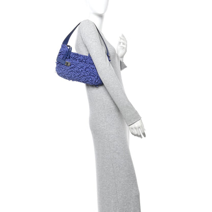 Salvatore Ferragamo Canvas Fringe Hug Shoulder Bag Blue 2 of 14