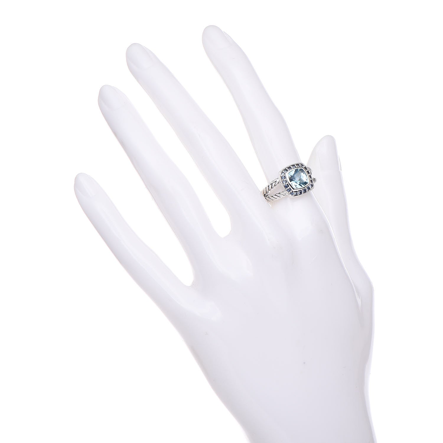 David Yurman Sterling Silver Sapphire Blue Topaz 7mm Petite Albion Ring 52 6 2 of 5