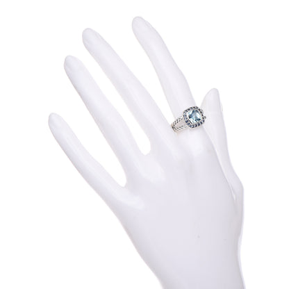 David Yurman Sterling Silver Sapphire Blue Topaz 7mm Petite Albion Ring 52 6 2 of 5