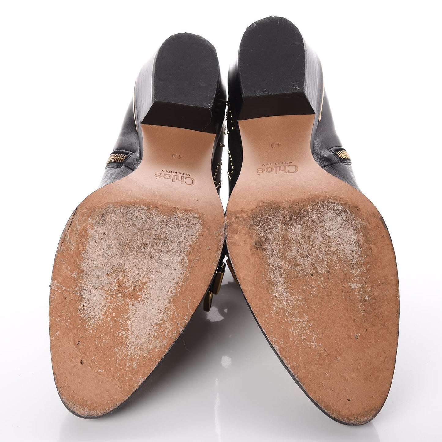 Nappa Sheepskin Studded Suzanna Short Boots 40 Black Gold
