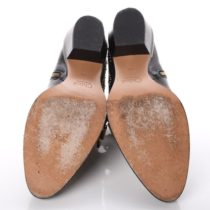 Chloe Nappa Sheepskin Studded Suzanna Short Boots 40 Black Gold 7 of 9