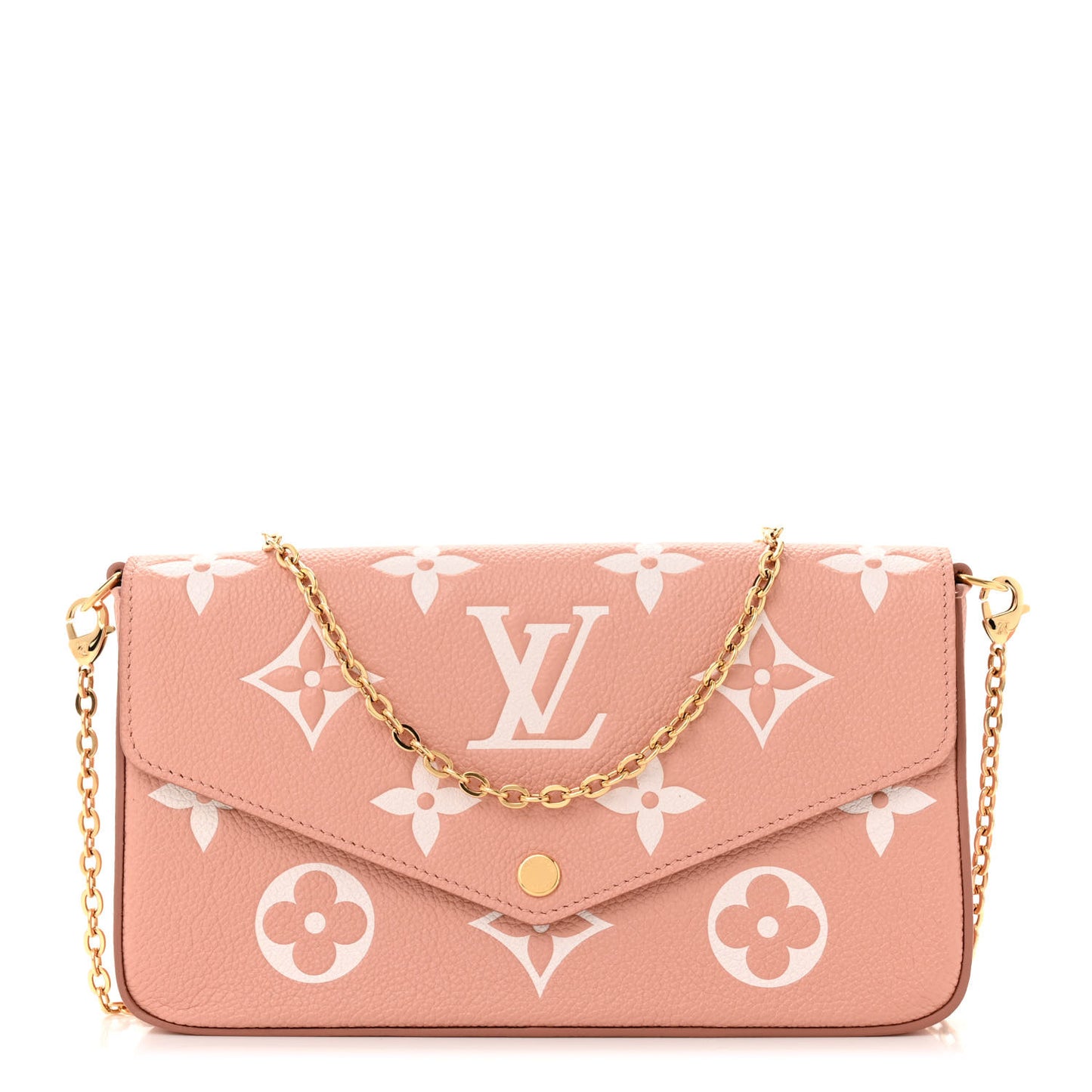 Empreinte Monogram Giant Felicie Pochette Chain Wallet Rose Trianon Creme