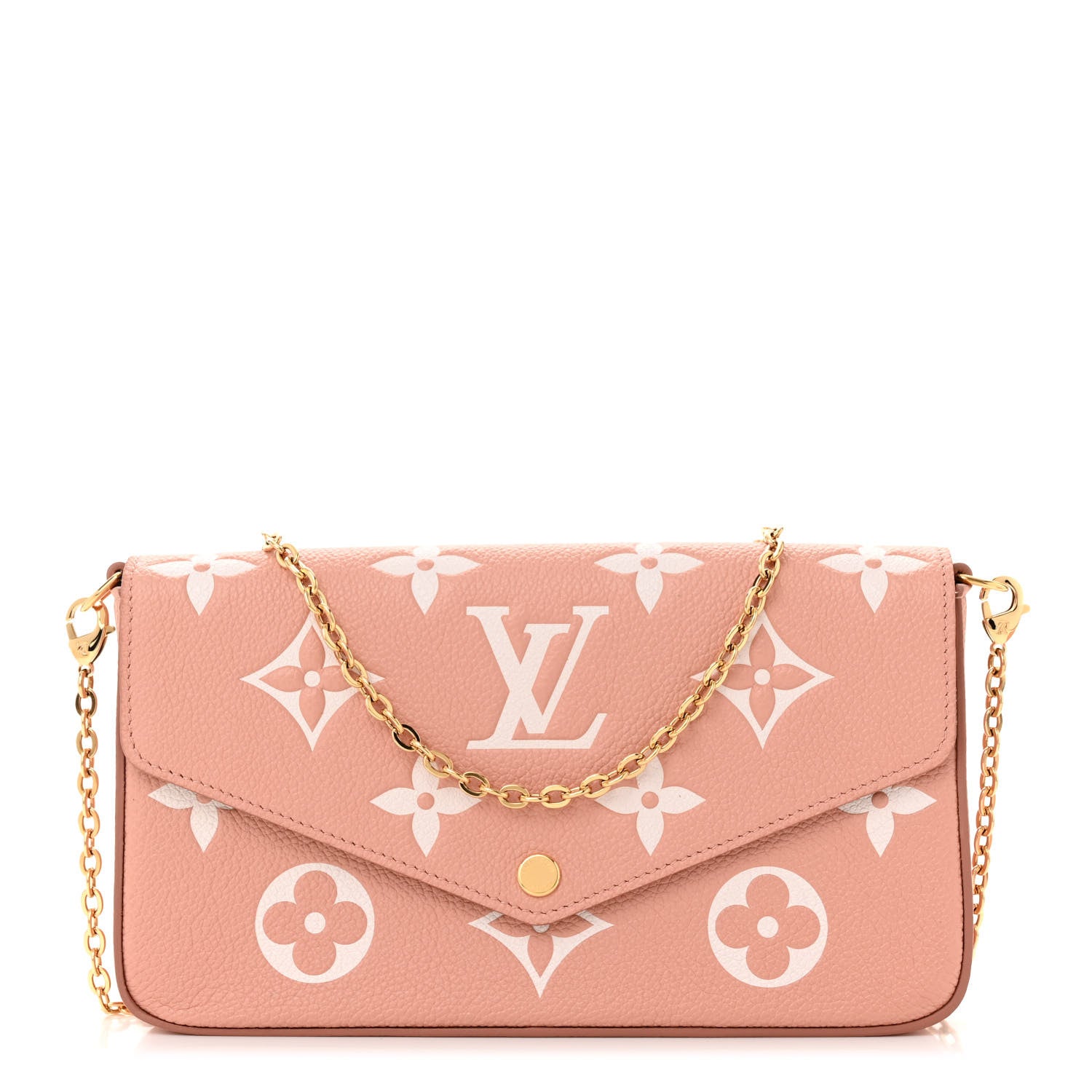 Louis Vuitton Empreinte Monogram Giant Felicie Pochette Chain Wallet Rose Trianon Creme 2 of 10
