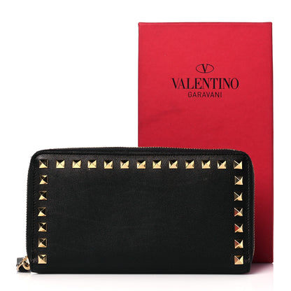 Valentino Garavani Calfskin Rockstud Zip Around Wallet Black 13 of 13