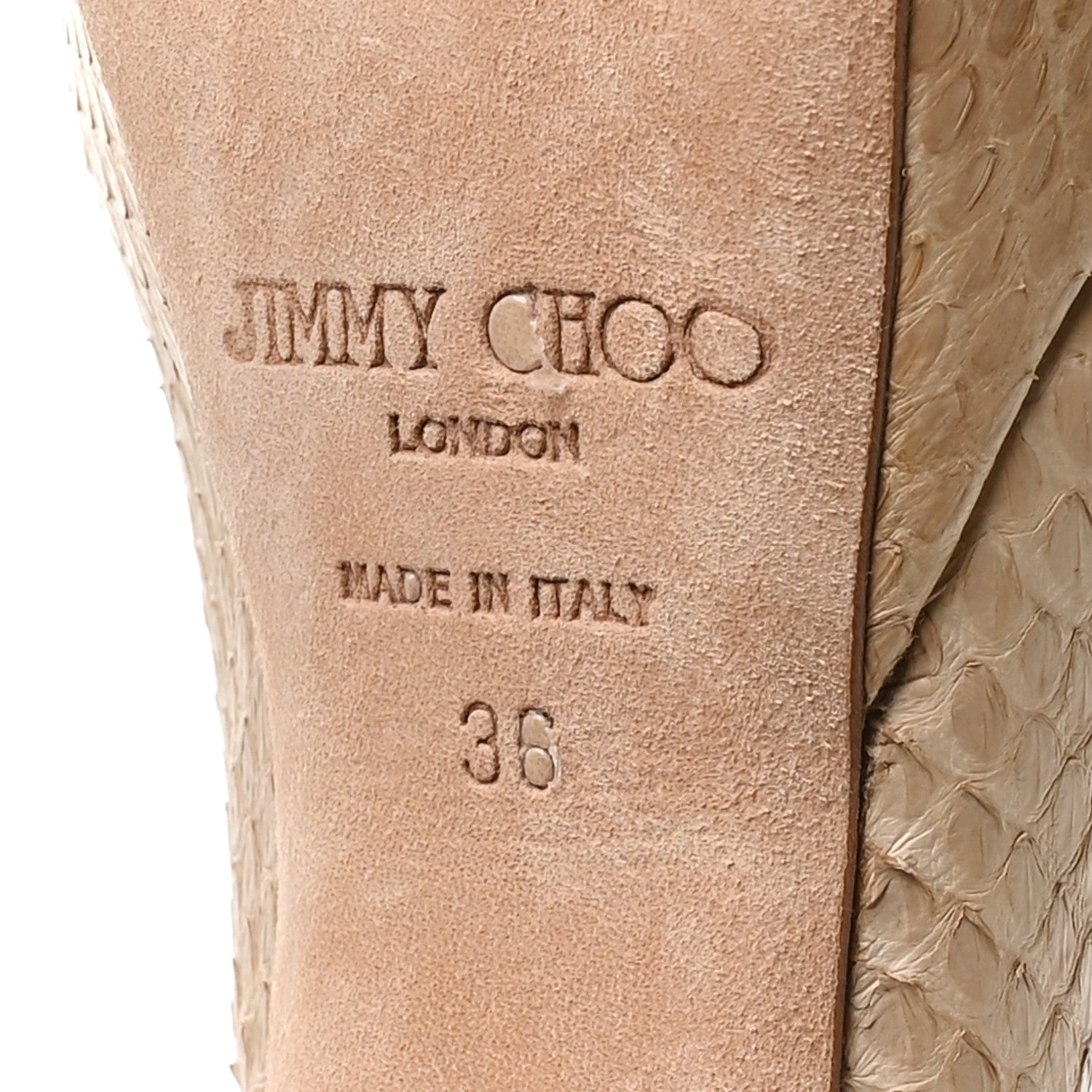 Jimmy Choo Snakeskin Slingback Platform Sandals 36 Natural 7 of 8