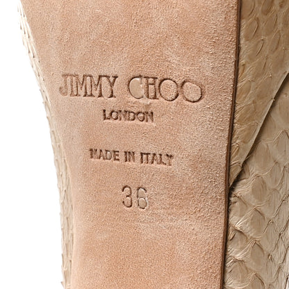 Jimmy Choo Snakeskin Slingback Platform Sandals 36 Natural 7 of 8