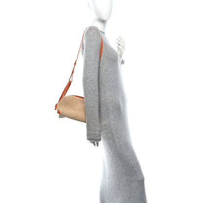 Bottega Veneta Raffia Calfskin Small Loop Top Handle Natural Burned Orange 2 of 9