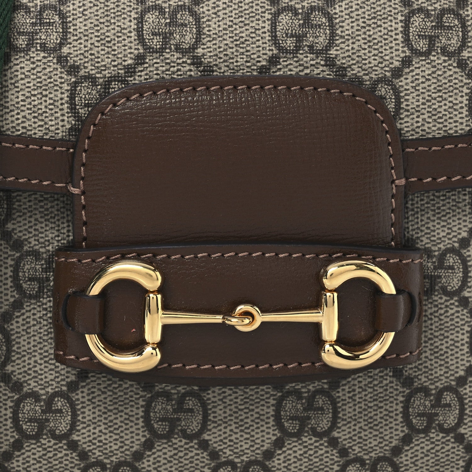 Gucci GG Supreme Monogram Web Mini Horsebit 1955 Shoulder Bag Beige Brown Sugar 9 of 13
