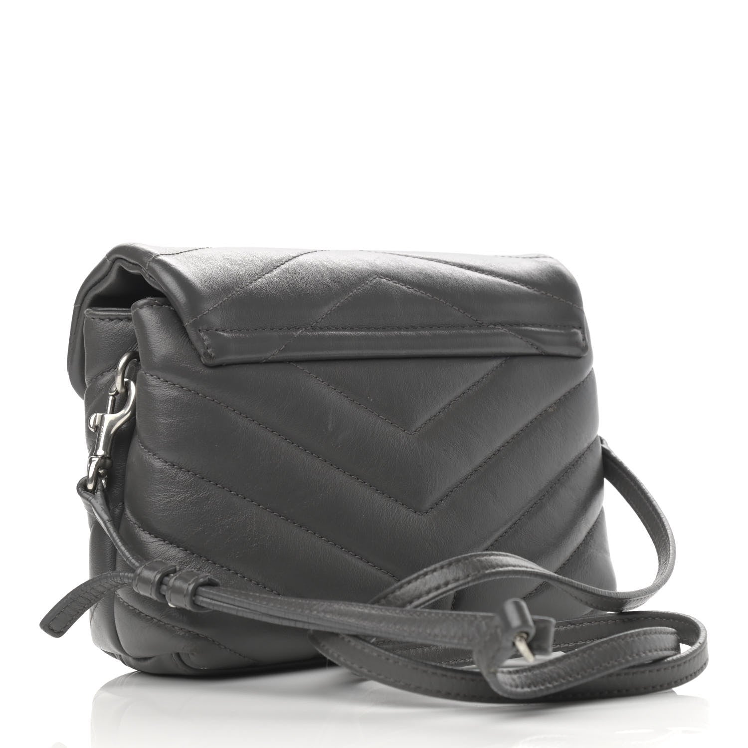 Saint Laurent Calfskin Y Quilted Monogram Toy Loulou Crossbody Bag Storm 2 of 15