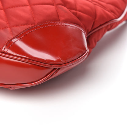 Burberry Nylon Glazed Calfskin Quilted Brook Hobo Red 8 of 9