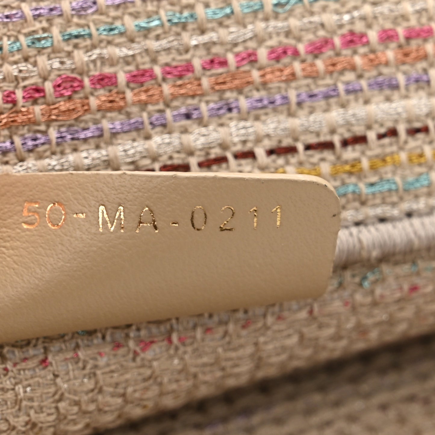 Canvas Embroidered Medium Stripes Book Tote Beige Multicolor