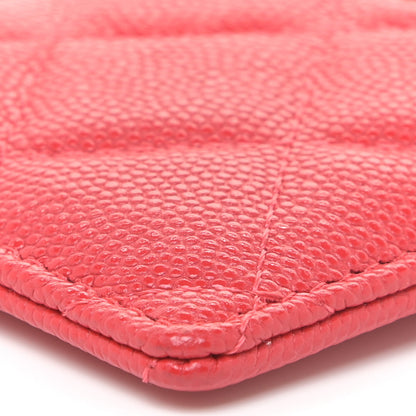 Chanel Caviar Quilted Card Holder On Chain Red 9 of 10
