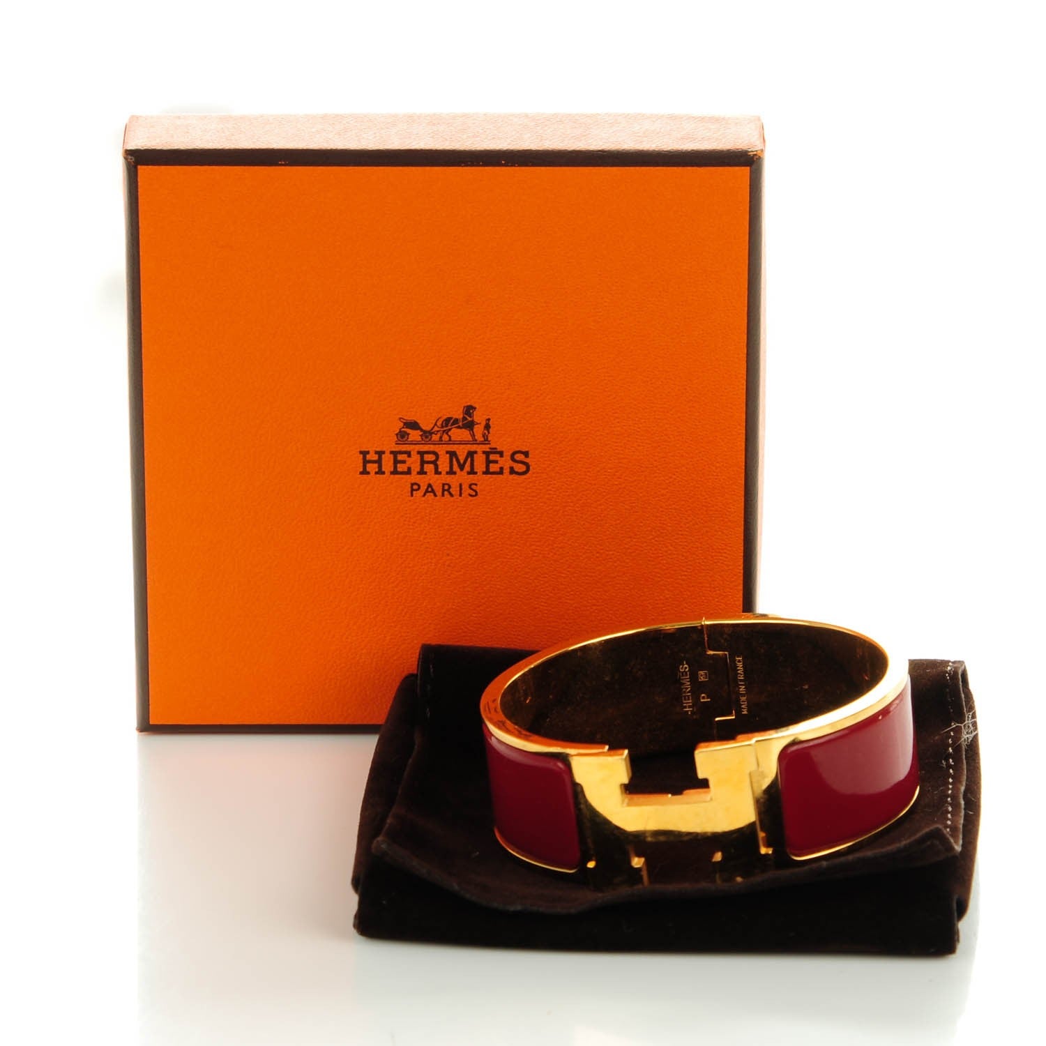 Hermes Enamel Wide Clic Clac H Bracelet PM Rouge H 5 of 5