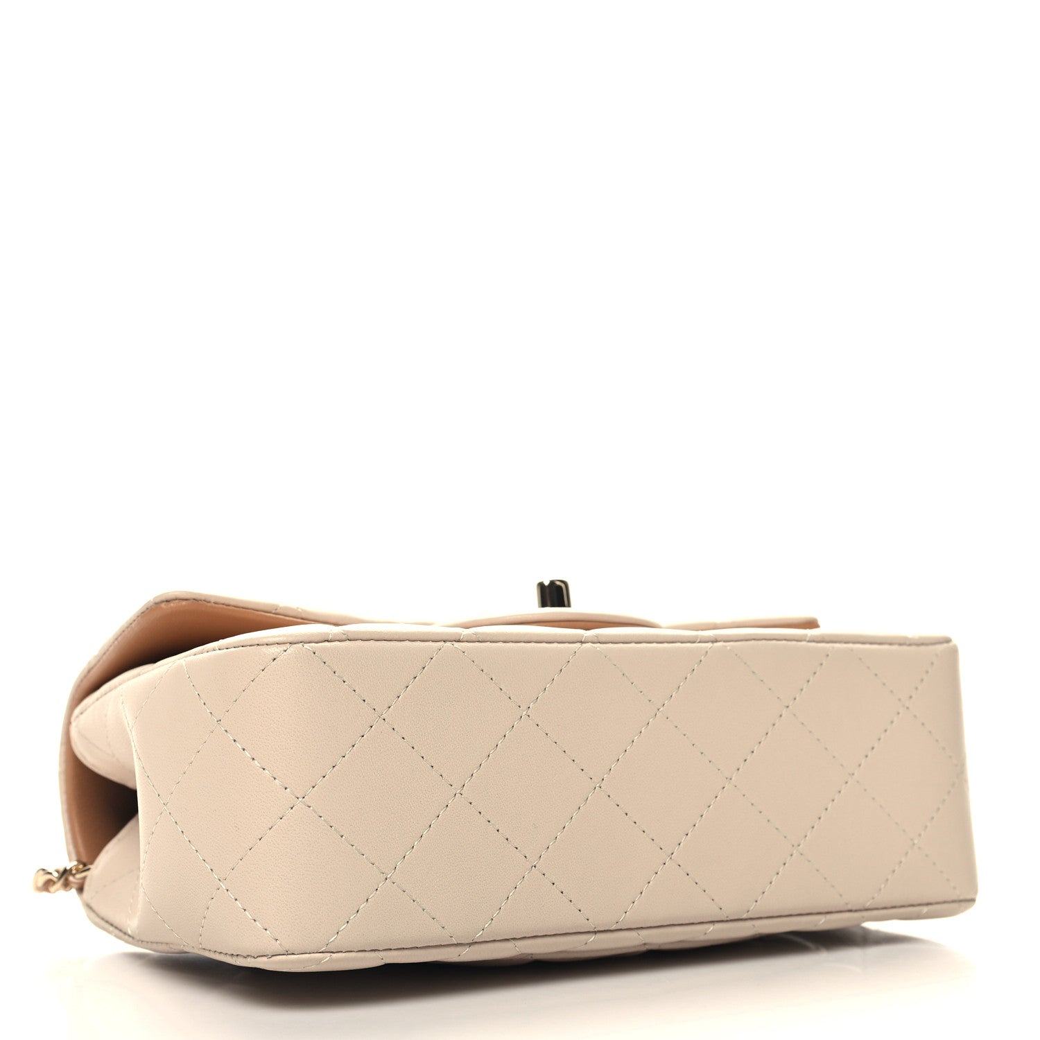 Chanel Lambskin Quilted Bi-Color Mini Top Handle Rectangular Flap Ecru Dark Beige 5 of 11