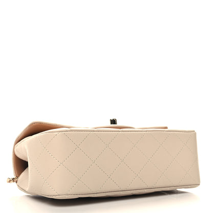 Chanel Lambskin Quilted Bi-Color Mini Top Handle Rectangular Flap Ecru Dark Beige 5 of 11